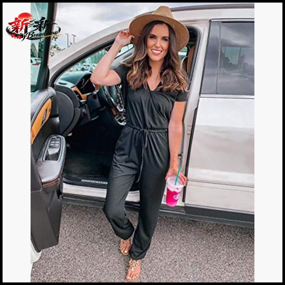 Polyester Viscose Elastane Jumpsuit Short Sleeve … - image 4